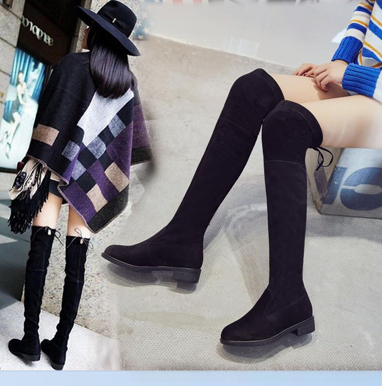 Over 2021 The Knee Winter Round Toe Warm Women Lady Short Plush + Stretch Fabric Fashion Boots Big Size ghuj 1da7