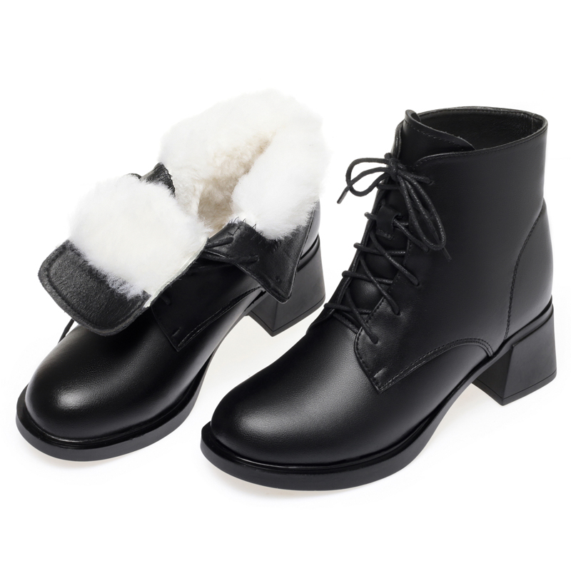 AIYUQI Women's Boots British Style 2024 New Natural Wool Warm Women Winter Boots Non-slip Genuine Leather Ladies Ankle Boots