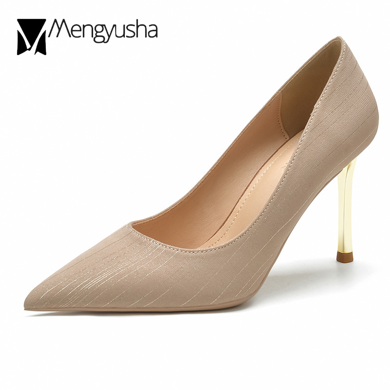 Glitter 15a6d Stillettos 6cm&8cm Woman Sier Pumps Big Size 40/41 Kitten Dress Office Tacones Women Party Bridal Wedding Shoes