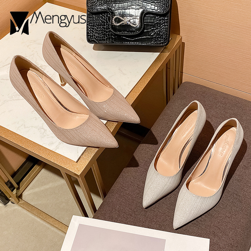 Glitter 15a6d Stillettos 6cm&8cm Woman Sier Pumps Big Size 40/41 Kitten Dress Office Tacones Women Party Bridal Wedding Shoes