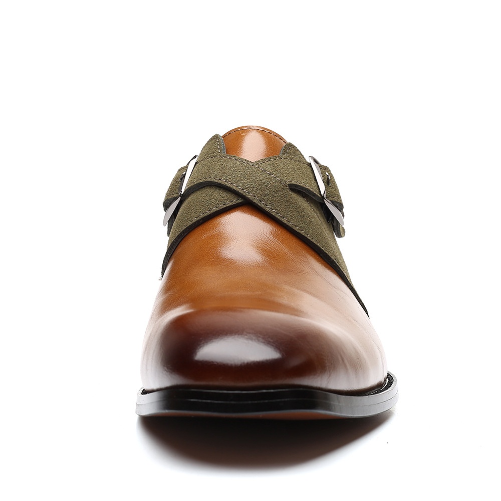 2025 new Fashion Men's Splicing Buckle Derby Men Leather Dress Wedding Party Shoes Mens Business Office Oxfords Slip-On Flats 9fd2 s