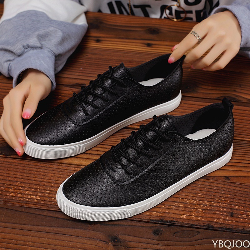 Summer Students Lace-up Sneakers Hollow Breathable Leisure Lazy Mens White Flat Shoes For Man 9d8a