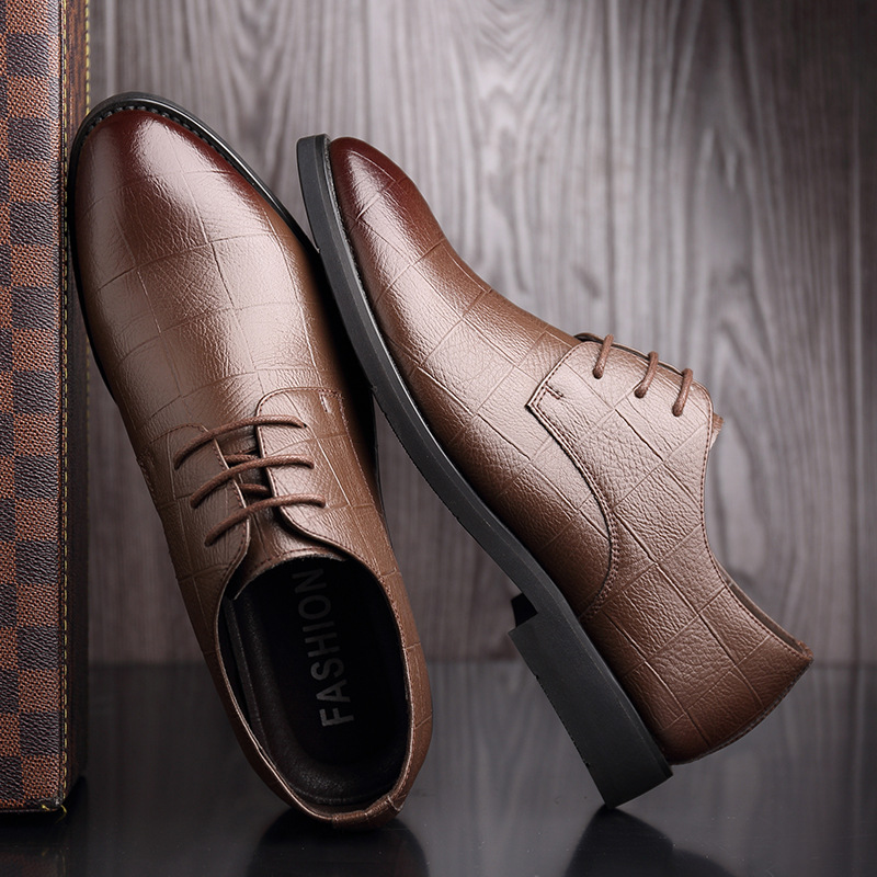 Leather Men Formal Lace Up dress shoes Oxfords Fashion Retro Shoes Elegant work Footwear Business Plus Size 2021 989a