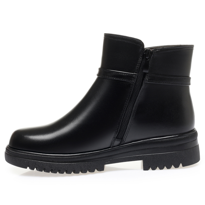 AIYUQI Women's Winter Shoes Boots Non-slip Large Size Women's Snow Boots Genuine Leather Warm Wool Mother Boots Women