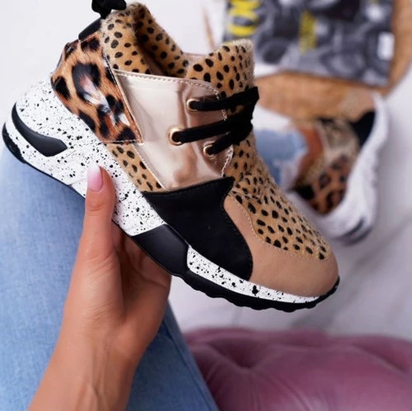 New Mixed Color Sneakers Ladies Platform Leopard Print Sports for Women Outdoor Travel Casual Vulcanize Shoes
