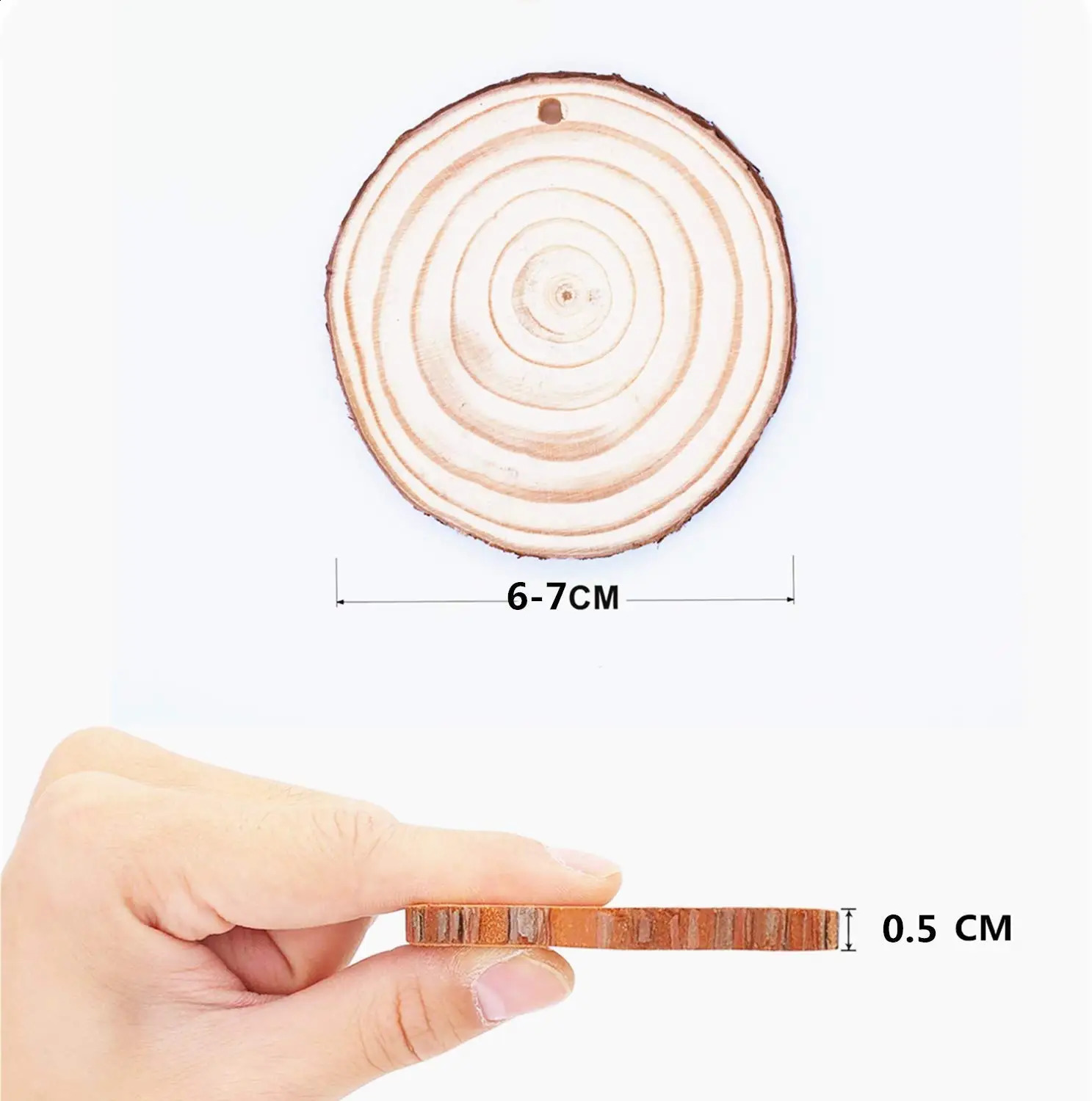 50pcs Natural Wood Slices Round Circle Tree Bark Log 2-7cm Wooden Circles for DIY Crafts Wedding Decorations Christmas Ornaments 240902