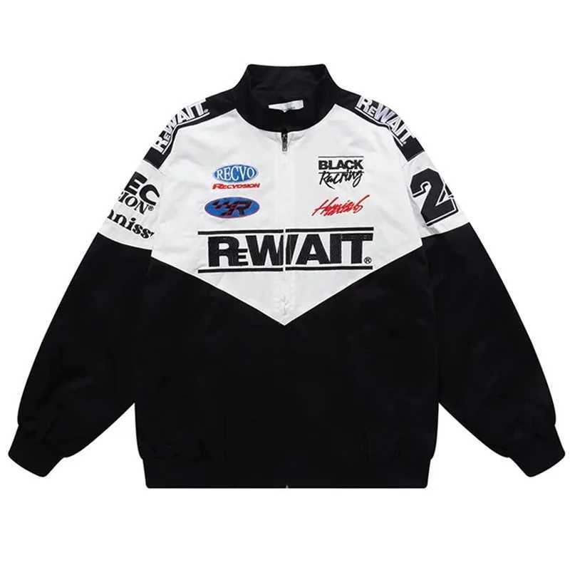 Men's Jackets Letter Embroidery Racing Jacket Men Women Patchwork Strtwear College Baseball Coat Motorcycle Varsity Bomber Jacket Autumn New Y240