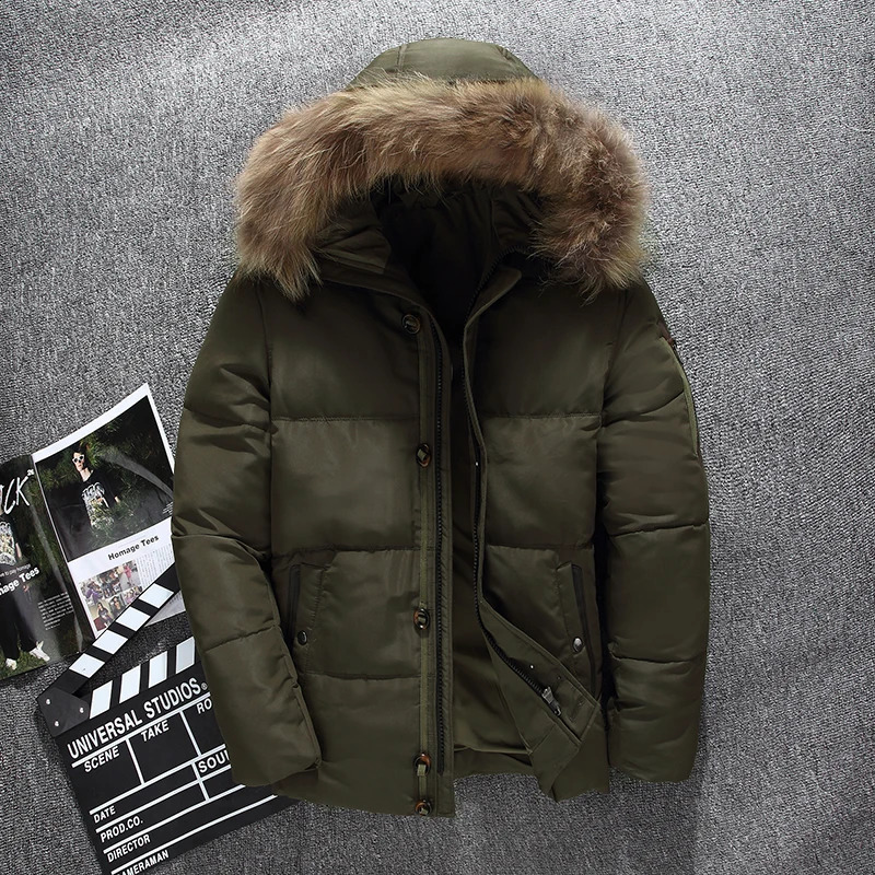 Down jacket men faux fur coat Casual Men Fur Hood Winter Jacket Windproof Thick Winter -clothing Outerwear Men Parkas 240830CJ