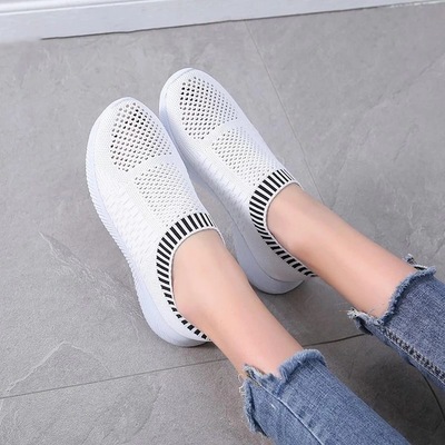Women shoes 2020 solid color round toe light comfortable breathable casual shoes women sneakers socks shoes plus size 772