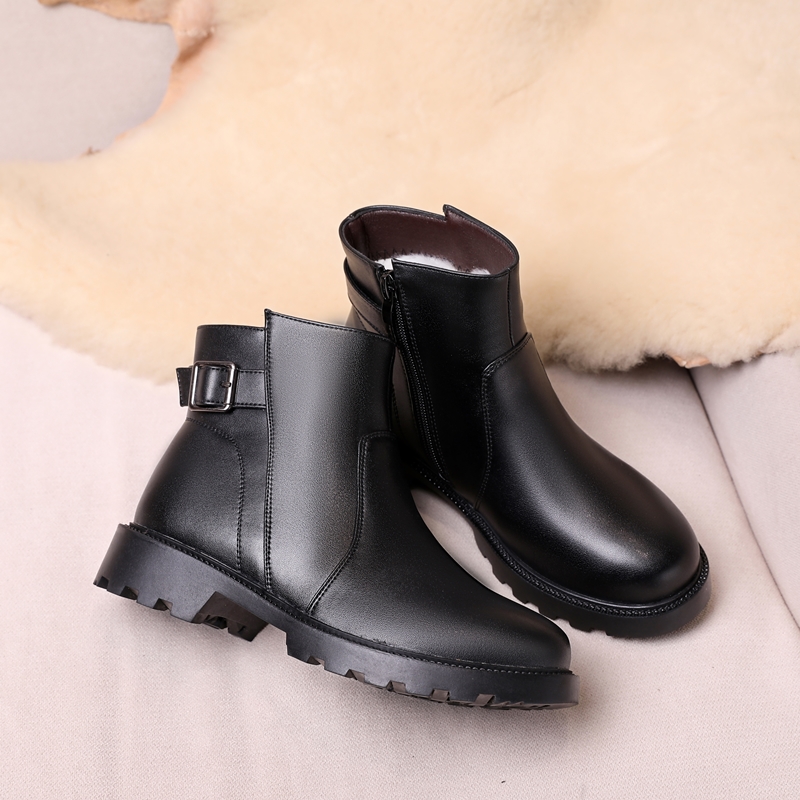 AIYUQI Ankle Boots Women Genuine Leather 2024 New Thickened Wool Women Winter Boots Large Size Women's Booties