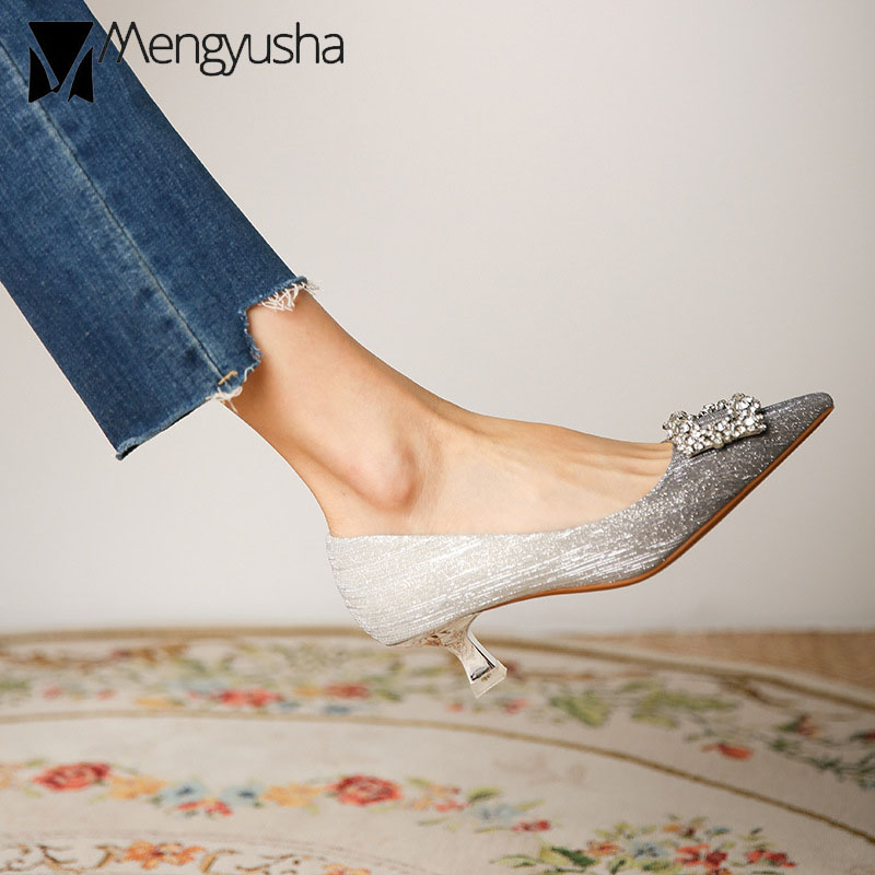 woman wedding 3d8fb buckle crystal pointed toe bg high perspex thin heels gradient pink pumps women party shoes
