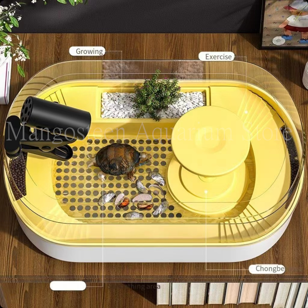 Aquarium turtle tank tabletop lazy ecological tank water pump circulation filtration rainforest small turtle breeding box 220V