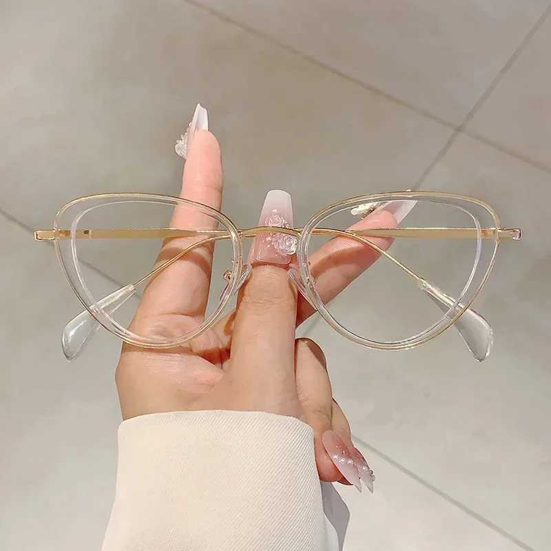 KAMMPT Retro Cat Eye Glasses Womens New Fashion Candy Color Edge Blue Light Blocking Glasses Ins Fashion Retro Design Glasses M240902