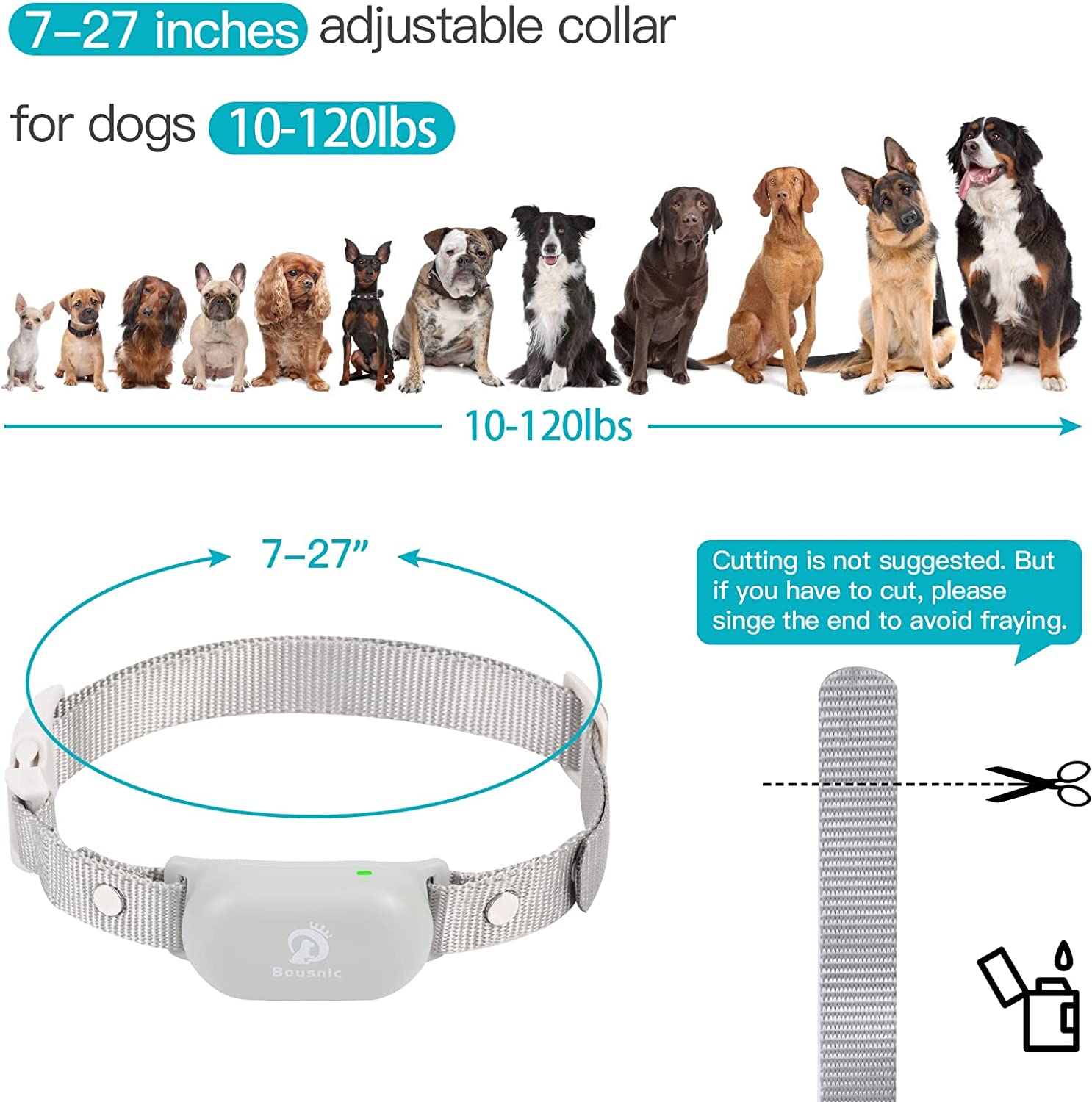 Bousnic Dog Shock Collar with Remote -1000ft Waterproof Rechargeable Dog Training Collar for all Size with Beep/Vibrate/Shock