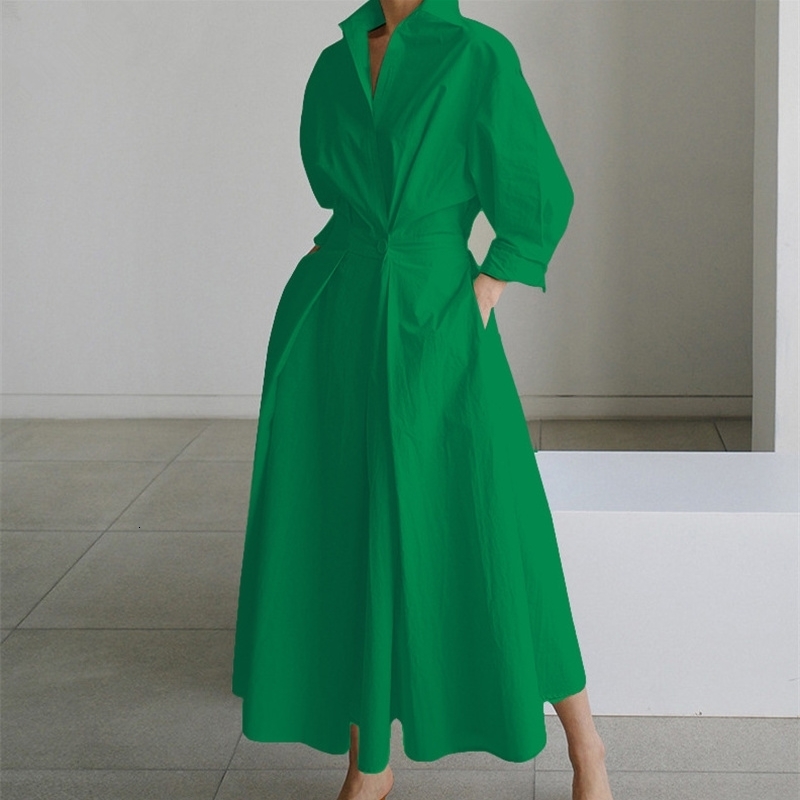 Women Clothes Fashion Shirt Dress Elegant White Long Dresses Summer Casual Cardigan Maxi Robe Femme Tunics 240830