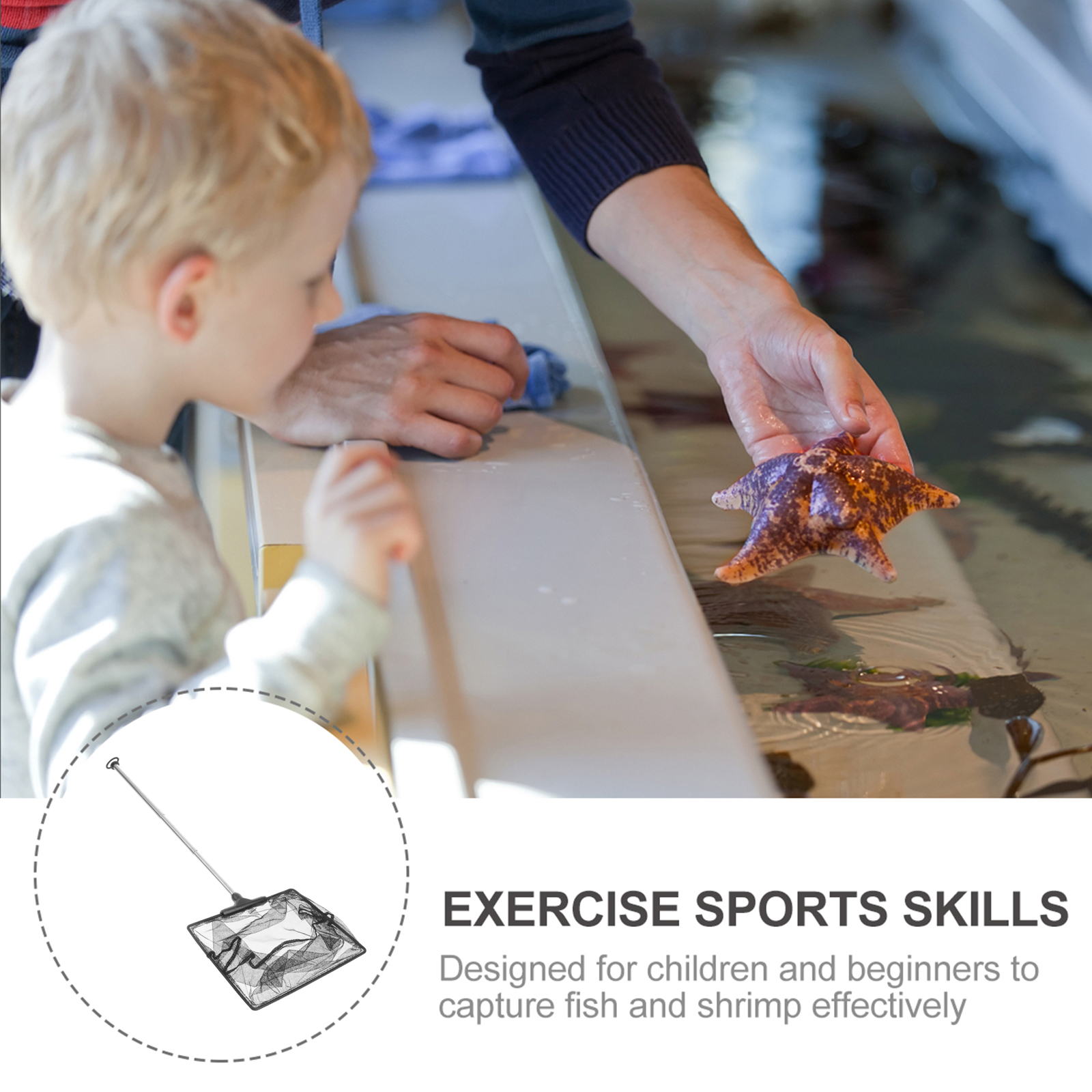 Mesh Fish Tank Net with Long Handle Telescopic Fine Mesh Fishnet with Extendable 33-60cm Long Handle for Aquarium Lakes Ponds