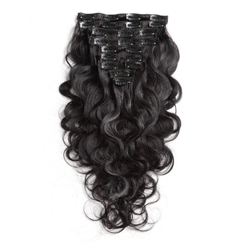 Curly in Extension Human 3C 4A Clip Ins Full Head for Women Brazilian Remy Hair Natural Color