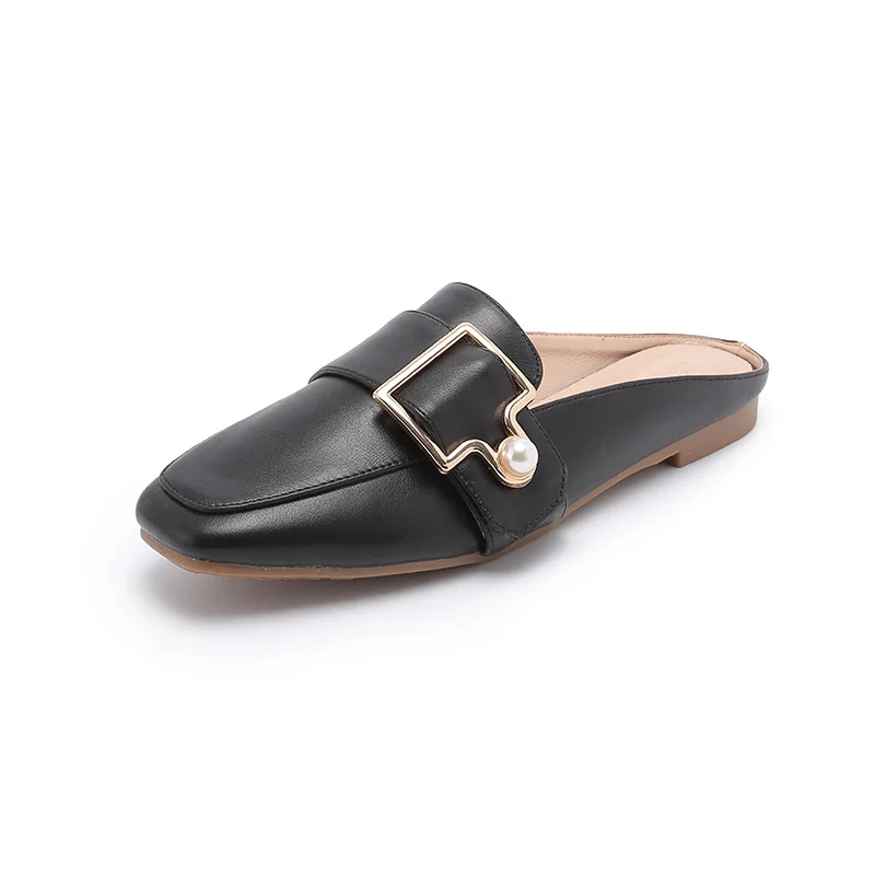 Women New Slipper Casual Fashion Women's Leather Loafers No Heel Slip-on Summer Outdoor Light Ladies Walking Shoes 4964 's