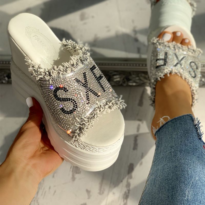 Crystal Platform Sandals: Comfy Wedges Heels Slippers for Women | hot 2024 Summer