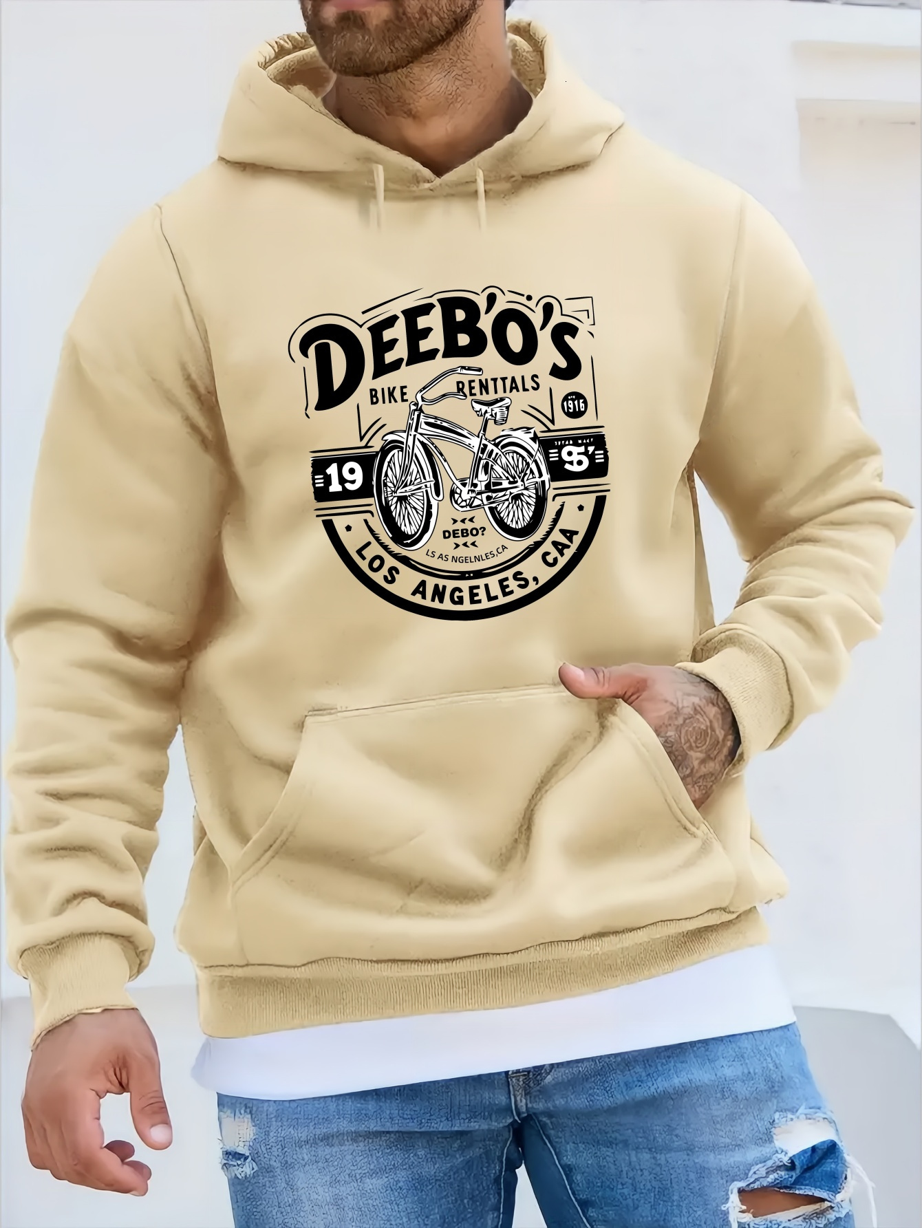 Men's Warm Plush Hooded Pullover Sweatshirt - Soft Slight Stretch Polyester Fabric, Long Sleeve, Kangaroo Pocket, Drawstring, Stylish Versatile D