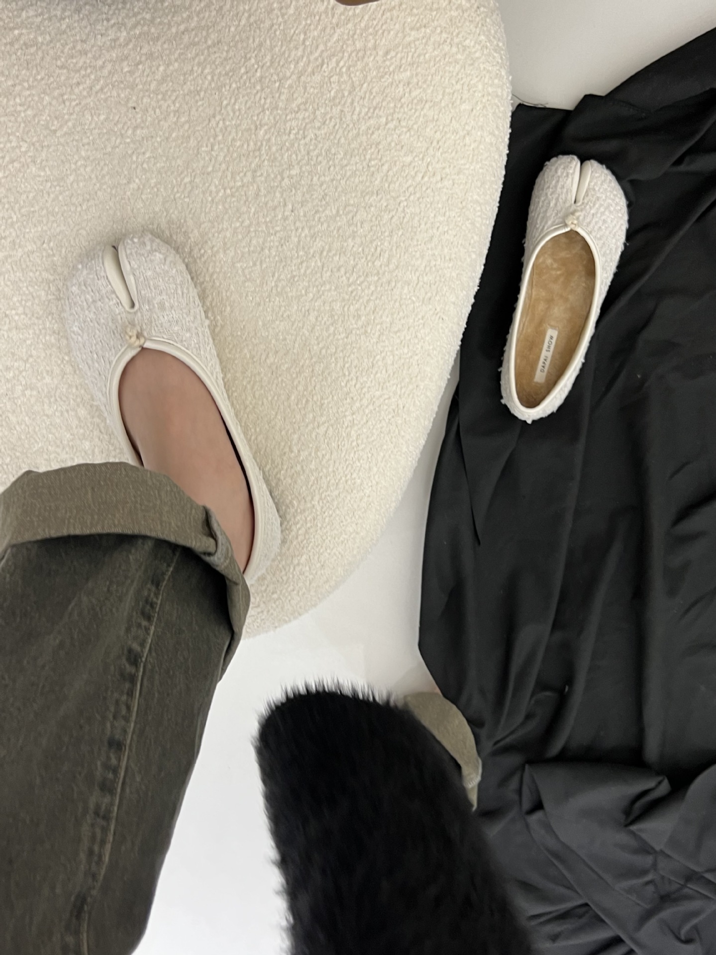 Cotton Fur 2023 Tabi c5bf6 Ninja Shoes Women Trotters Flats Split Toe Houndstooth Loafers Japan Ladies Lolita Mocasines Femmes Ballets