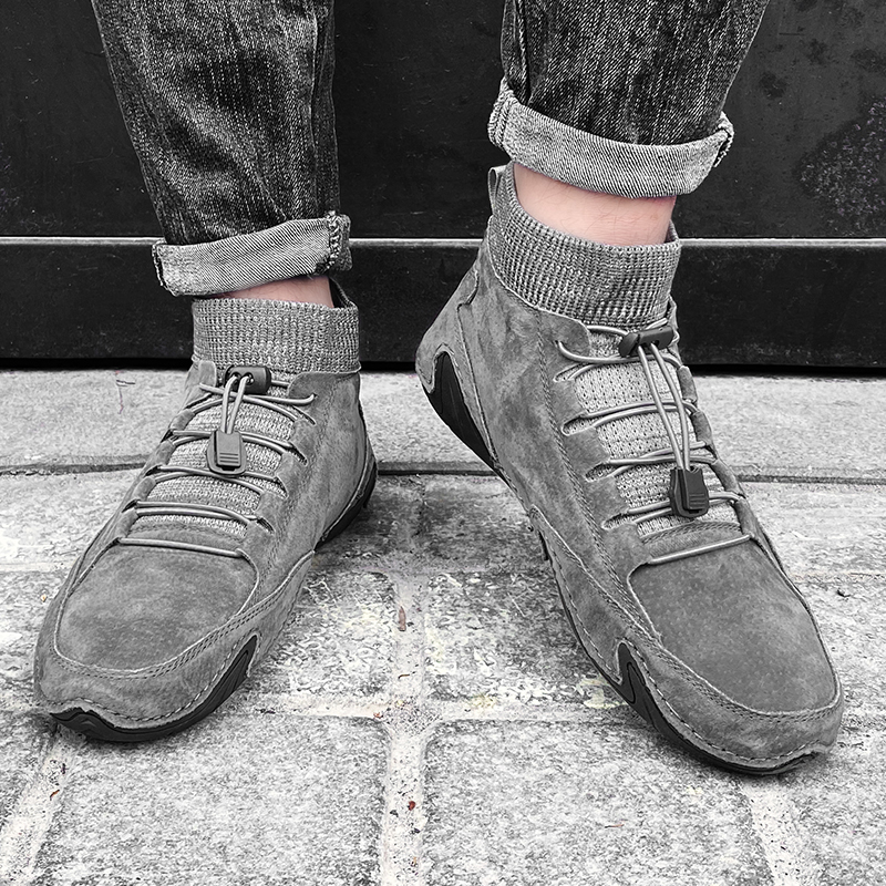 New Leather Casual Waterproof Lightweight hot High Top Sneakers Boots Non Slip Winter Shoes Men's Large 2023