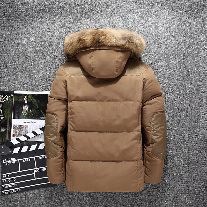 Down jacket men faux fur coat Casual Men Fur Hood Winter Jacket Windproof Thick Winter -clothing Outerwear Men Parkas 240830CJ