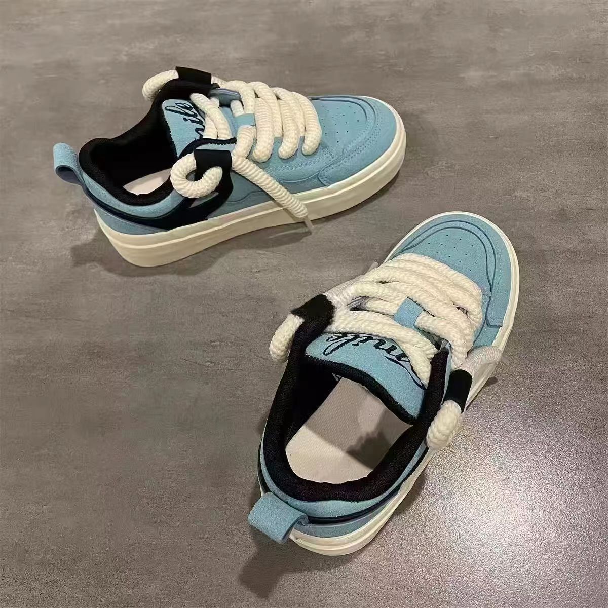 Lake Blue American Retro Versatile Canvas Board Shoes for Women dh910320090