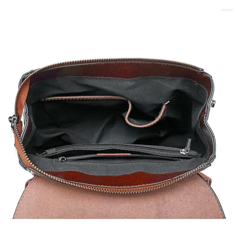 Fashion Designer 2025S New Model School Bags Ladies Genuine Leather Backpack Retro Multifunctional Women S Fashion Cowhide Simple Girls Premium Female