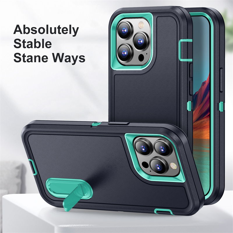 Shockproof Armor Case For iPhone 16 15 14 13 12 11 Pro Max Plus Heavy Duty Rugged Protective with Kickstand Cover For Samsung S24 S23 Ultra Plus A14 A