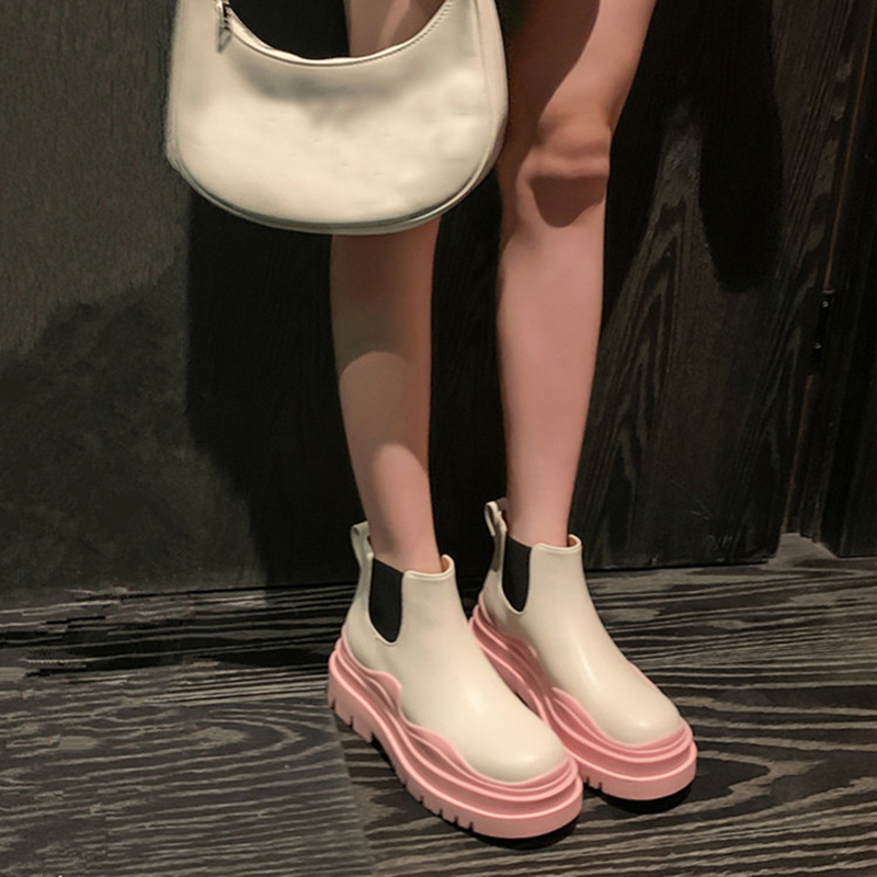 green/pink platform winter boots women round toe high heels ankle booties 2022 new designer candy color leather botas mujer
