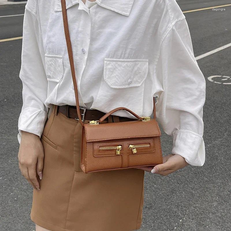 Totes Brown Small Square Bag For Women Top Brand New Shoulder Fashion Soft Handle Tote Designer Crossbody Versatile Zipper Handbag