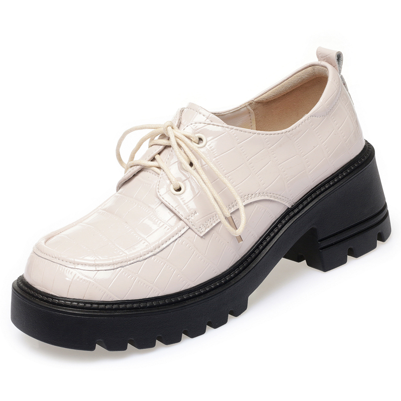 2025 NEW Loafers AIYUQI Genuine Leather New Fashion Platform Ladies Lace up British Style Large Size Women Shoes f