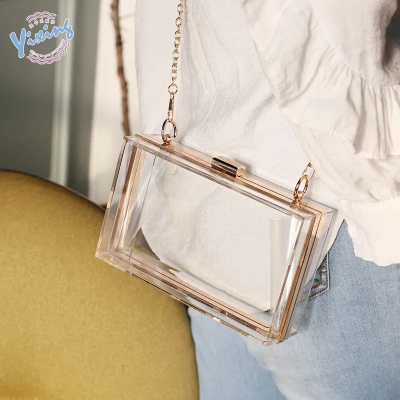 Acrylic Transparent Clutch Women Candy Color Messenger Evening Club Party Handbag Chain Shoulder Bag 240828 80f1