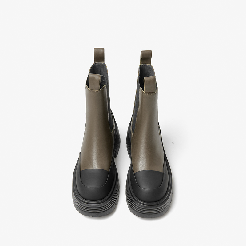 Boots BeauToday Women Genuine Cow Leather Elastic Band Round Toe Thick Sole Ladies Platform Shoes Handmade A03A24 cddb