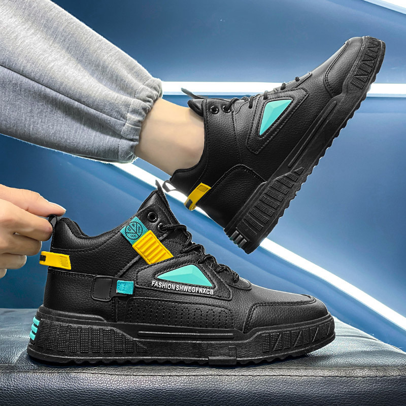Men Fashion Designer High Top Lace Up Leather Mens Shoes Autumn Winter New Trendy Platform Male Sneakers Skateboard 9c6b s