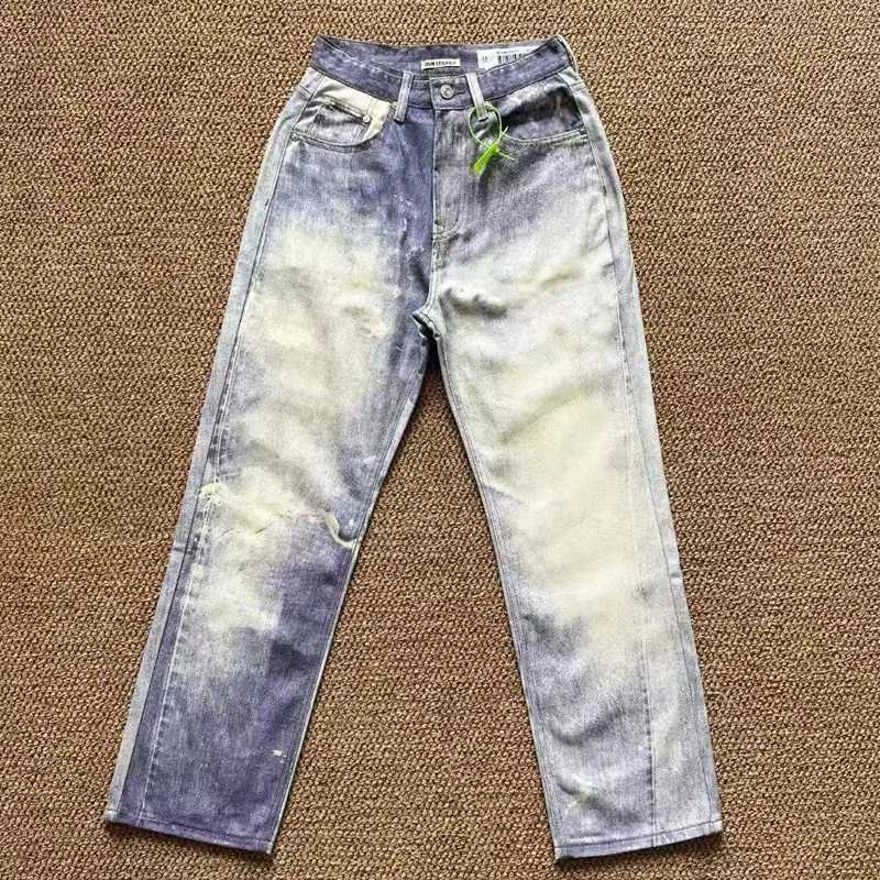 Men's Jeans 2024 Our Legacy Digital Printed Jeans Men Women High Quality Blue Washed Loose Fit Straight Denim Pants Cowboy y240902