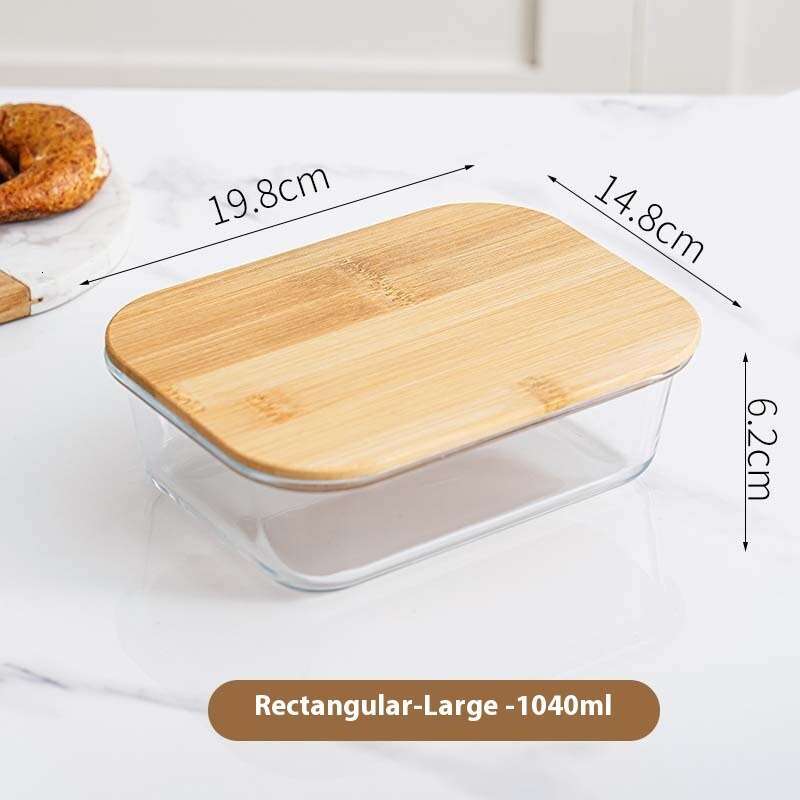 Household fresh-keeping glass lunch box, microwave heating special bowl, rectangular office worker bento box