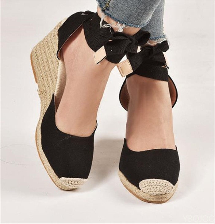 New Women's Espadrille Ankle Strap Sandals Comfortable Slippers Ladies Womens Casual Shoes Breathable Flax Hemp Canvas Pumps 29e4