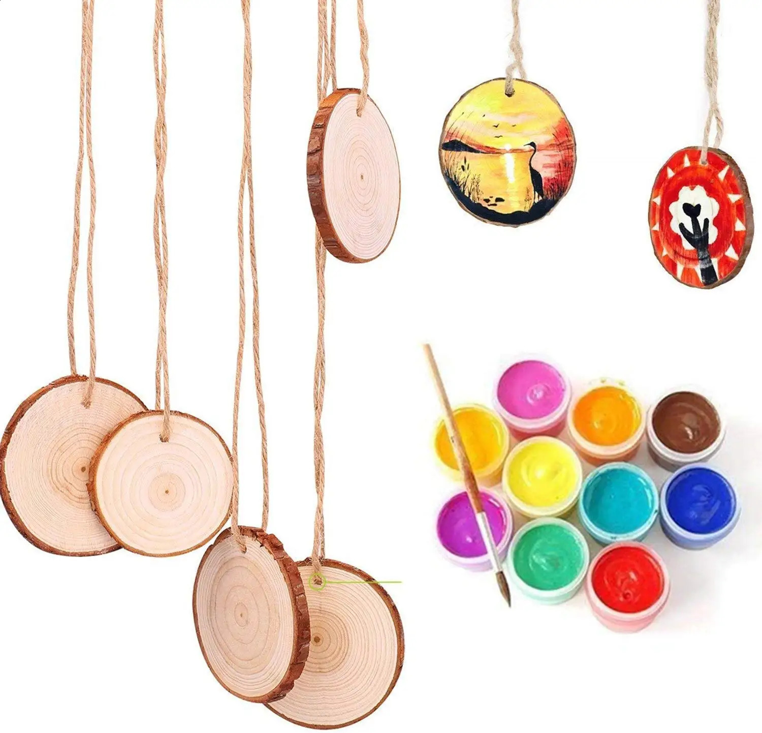 50pcs Natural Wood Slices Round Circle Tree Bark Log 2-7cm Wooden Circles for DIY Crafts Wedding Decorations Christmas Ornaments 240902