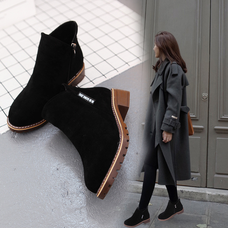 autumn 2021 new s short retro British academic style joker students flat bare boots women's shoes 47b9 hort Britih tyle tudent boot women' h