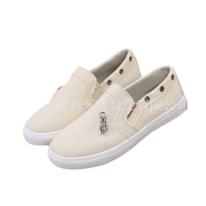 2025 NEW Slip ons Women s Denim Canvas Zip Loafers Solid Color Casual Fashion Light Ladies Board atos De Mujer Platform Sneakers b