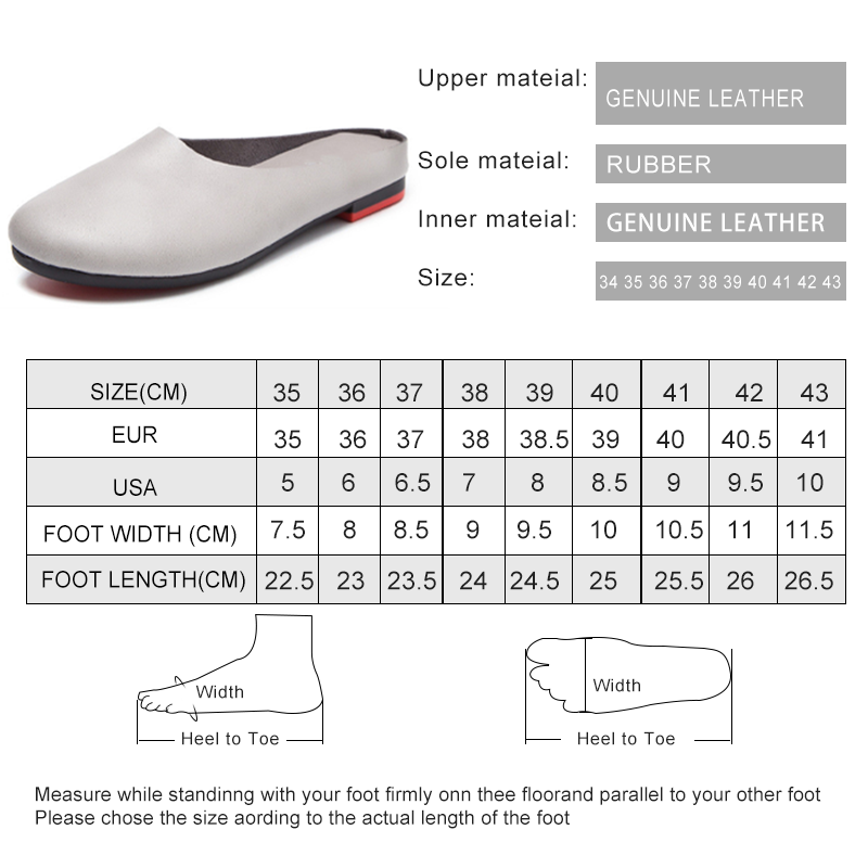 AIYUQI Women Slippers 2024 Spring New Genuine Leather Women Shoes big Size 41 42 43 Flat Casual Summer Half Slippers Women