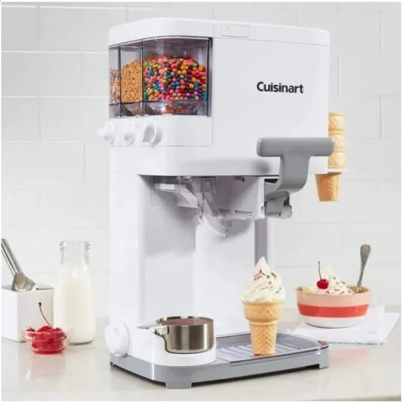 Soft Serve Ice Cream Machine Mix It In Maker for Frozen Yogurt Sorbet Gelato Drinks 15 Quart White 240830