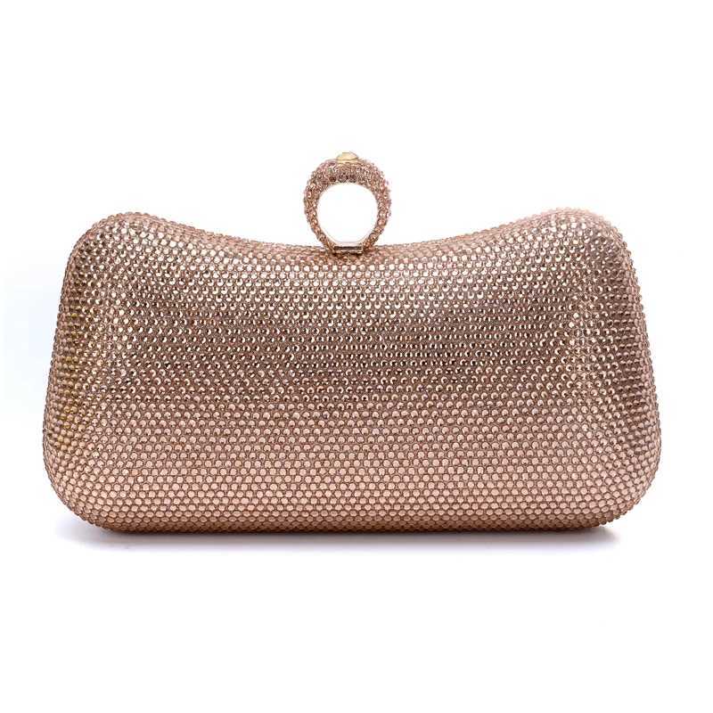 CMM Women s Rose Gold Stones Evening Clutch Bag Party Purse Luxury Wedding Clutches for Bridal Crystal Phone Purses Ladies Handbag 240902