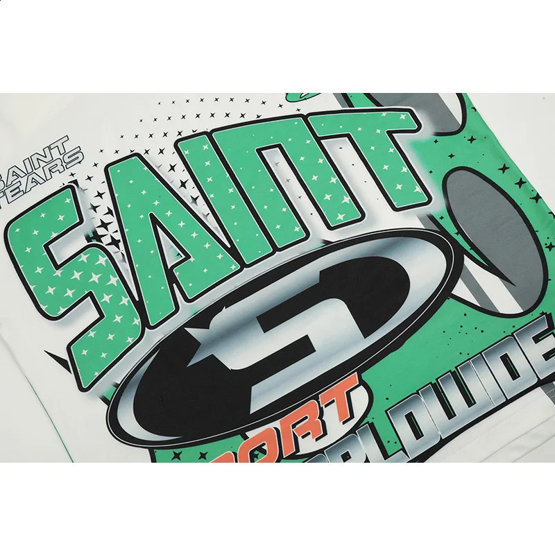 Mens hiphop retro letter printing oversized street casual Saint Tears long sleeved Tshirt top 240814