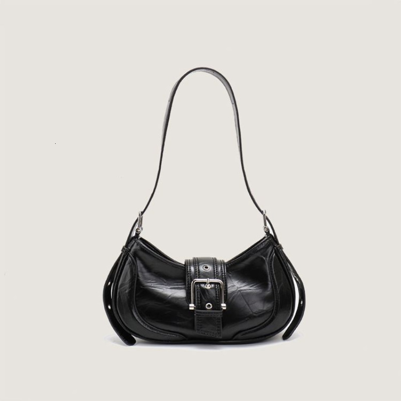 Womens Fashion Shoulder Bag Black PU Leather Bottom High Quality Handbag Girl Arm Wallet 240830