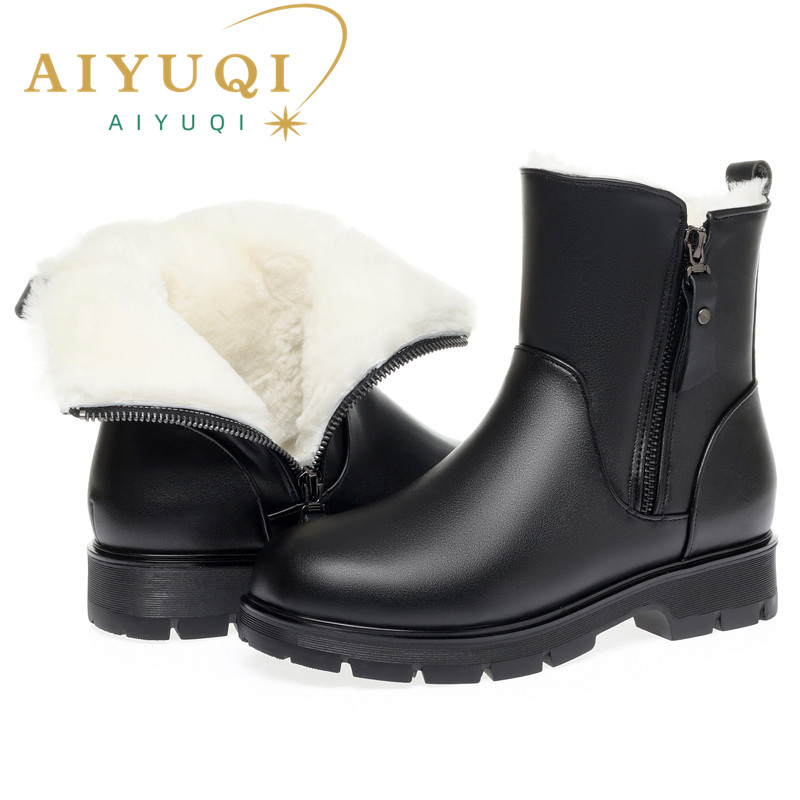 Ladies AIYUQI Winter 2024 New Large Size Short Natural Wool Warm Marton Women Snow Boots 157b