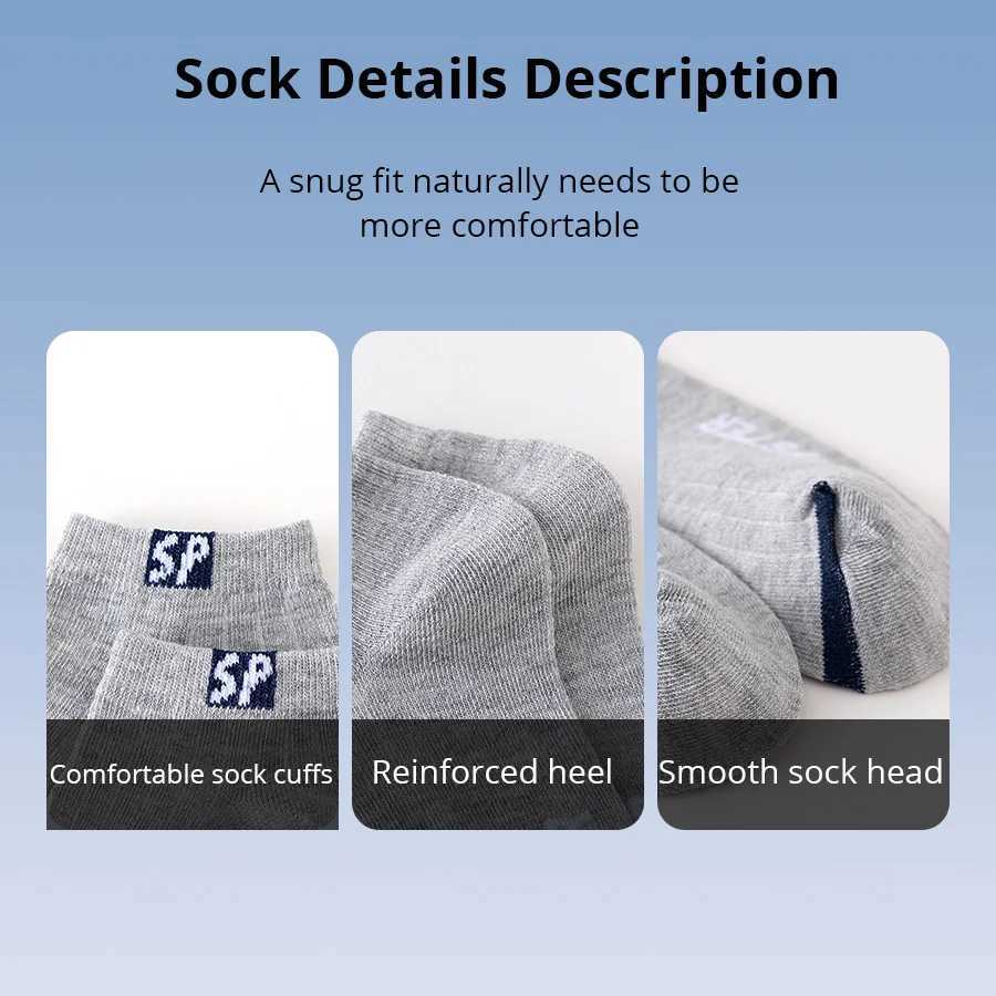 Men's Socks 5 Pairs Mens Letters SP Short Socks Spring And Summer Shallow Low Top Sport Short Socks Trend In Tube Socks Y240830Q1TU
