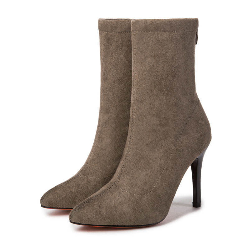 New Women Sock Pointed Toe Elastic Slip On Heel Ankle Pumps Stiletto Botas Mujer High Boots atos Muje 2019 272d